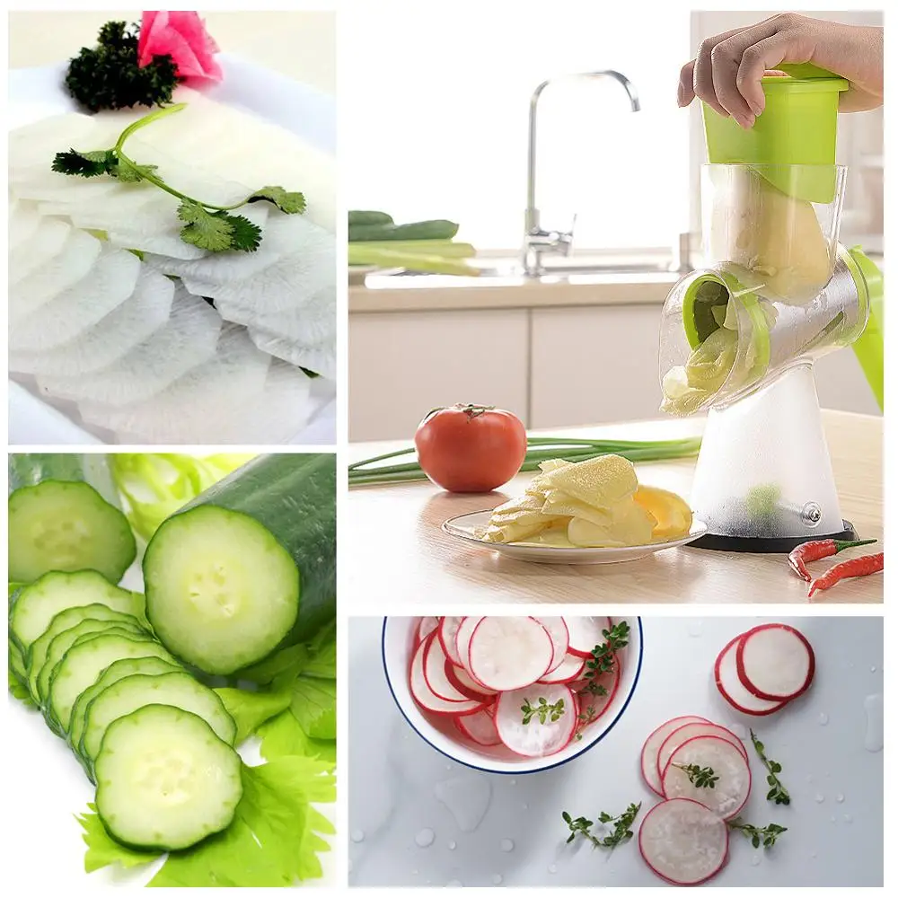 

DUOLVQI Manual Vegetable Cutter Slicer Kitchen Accessories Multifunctional Round Mandoline Slicer Potato Cheese Kitchen Gadgets