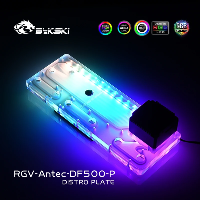 Kaufen BYKSKI Acryl Bord Wasser Kanal Lösung Verwenden Für Antec DF500 Computer Fall Für CPU Und GPU Block/3PIN RGB /Combo DDC Pumpe