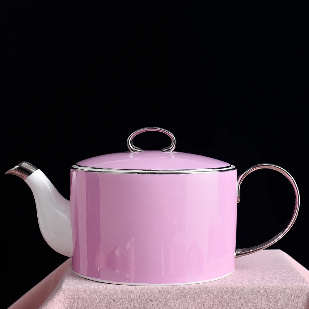 Juego de 15 unids/set de tazas de caf&eacute; de porcelana de hueso delicado, taza de t&eacute; Vintage rosa europea, tetera, platillo, novedad de 2021-1