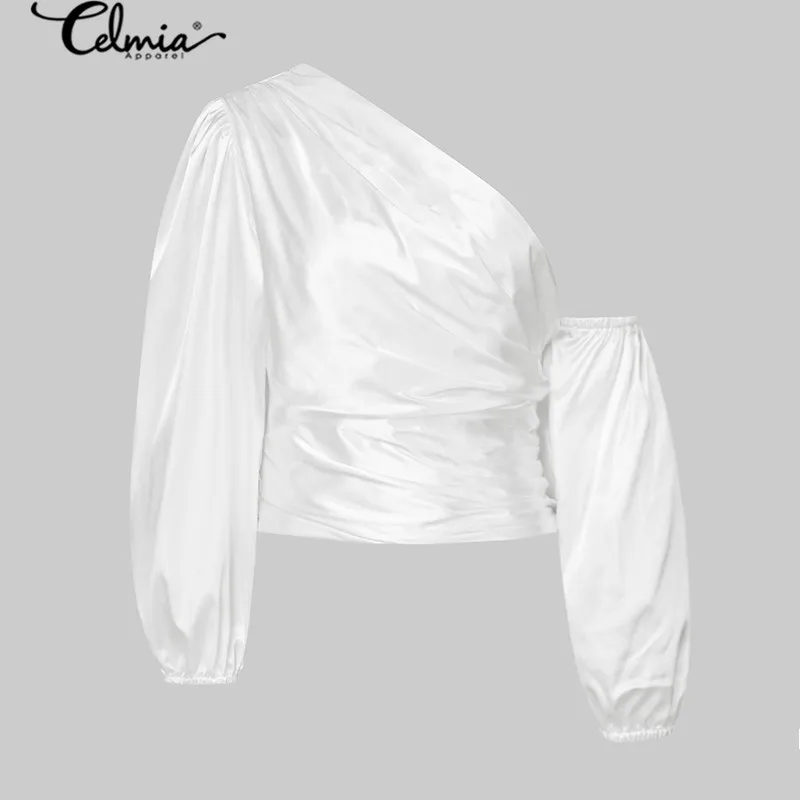 Блузка Celmia Женская атласная с открытыми плечами модная пикантная рубашка