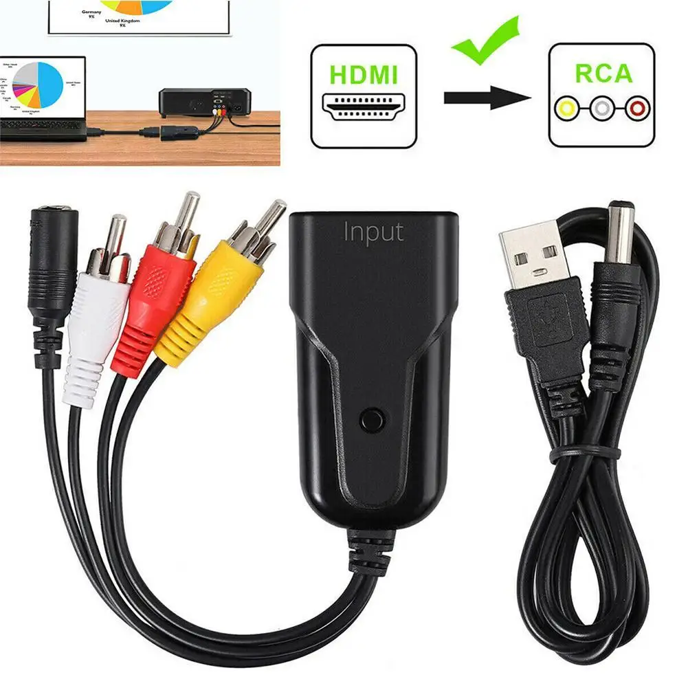 Преобразователь сигнала 1080p Mini to AV композитное видео аудио адаптер NTSC