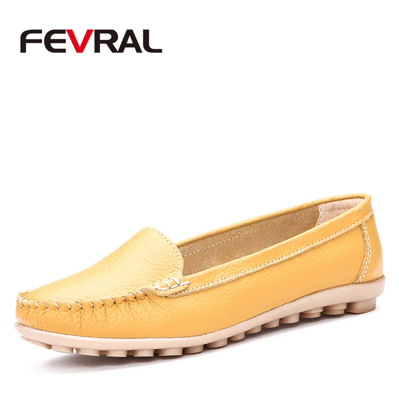 Модные женские мокасины FEVRAL из натуральной кожи без шнуровки с острым носком на