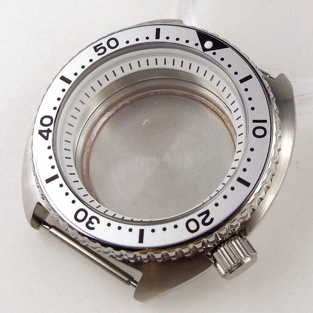 БЛИГЕР 45 мм Корпус автоматических часов подходит для движения NH35A NH36A серого вставки сапфировый кристалл щеткой завинчивающейся коронки.