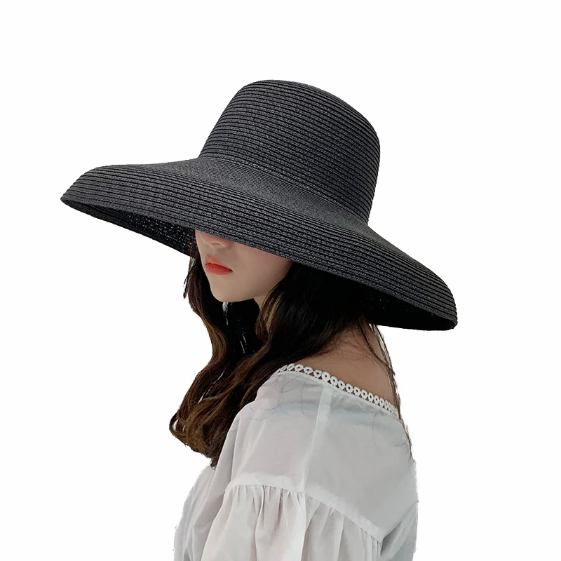 

New Women Ring Top Verano Straw Hat Summer Wide-Brimmed Boater Hat Elegant Ladies Sun Hats Ribbon Band Fedora Hat Chuch Derby