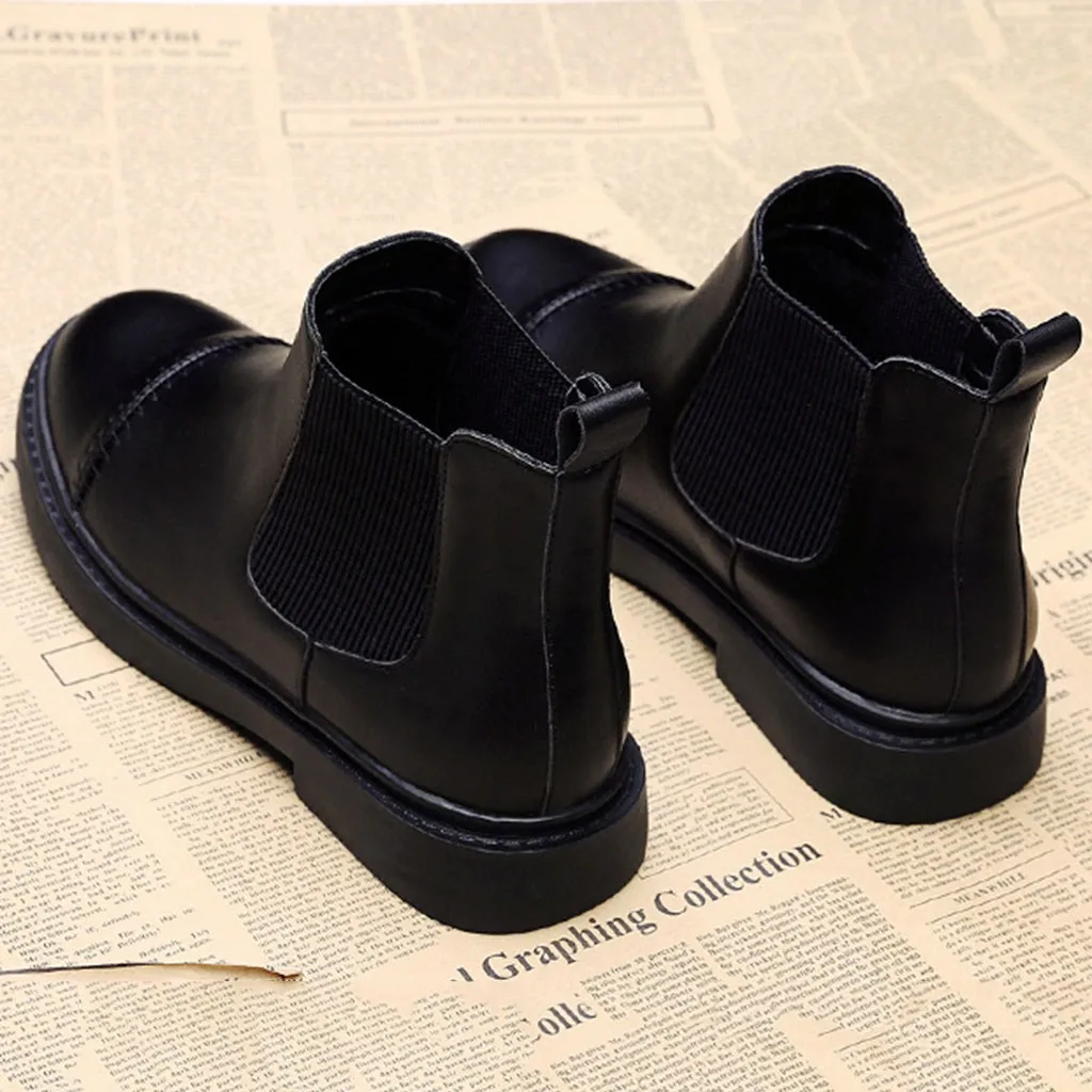 Женские повседневные красивые эластичные ботинки без застежки однотонные в