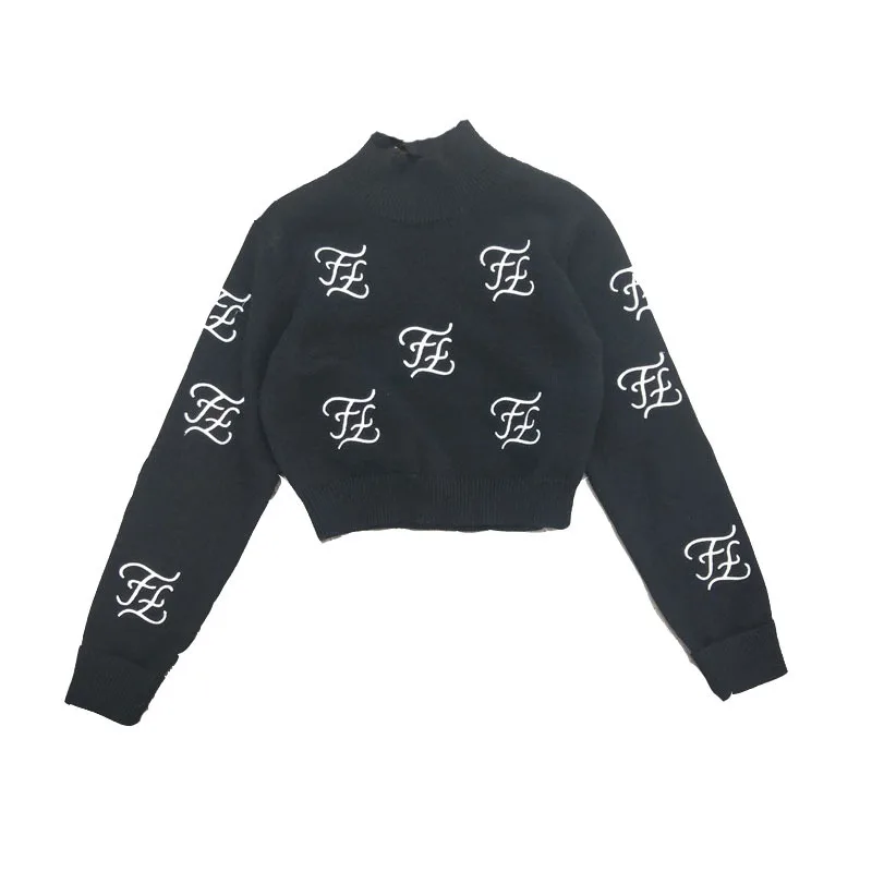 

Women Autumn Winter White Turtleneck Embroidery Crop Sweater Ladies Plus Size Pullovers Female Brand Casual Knitted Tops ZM653