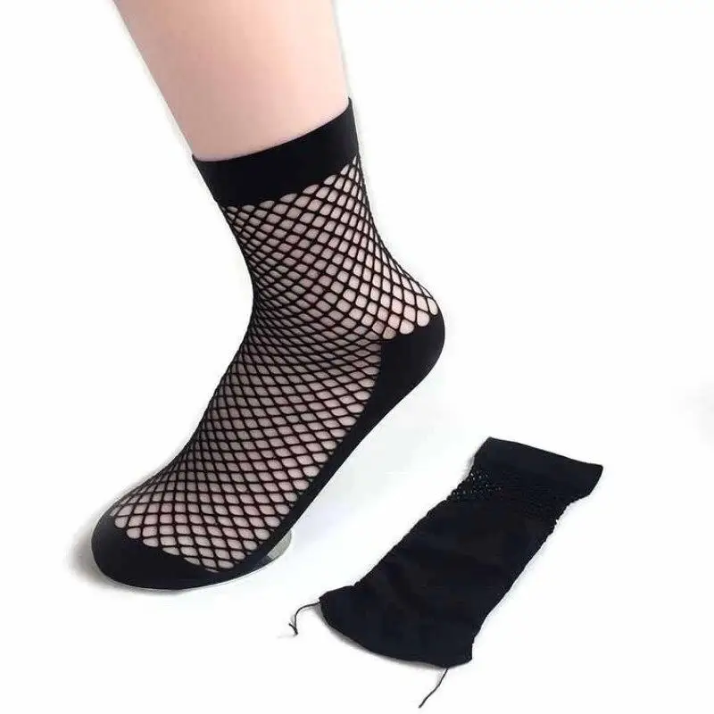 

Harajuku Lace Fish Women Socks Mesh Transparent Net Short Sock for Women Large Fishnet Ankle High Sock Gift