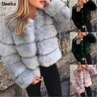 2020 new elegant solid faux fox fur coat women winter fashion medium long artifical fox fur coat warm fake fox fur coats female