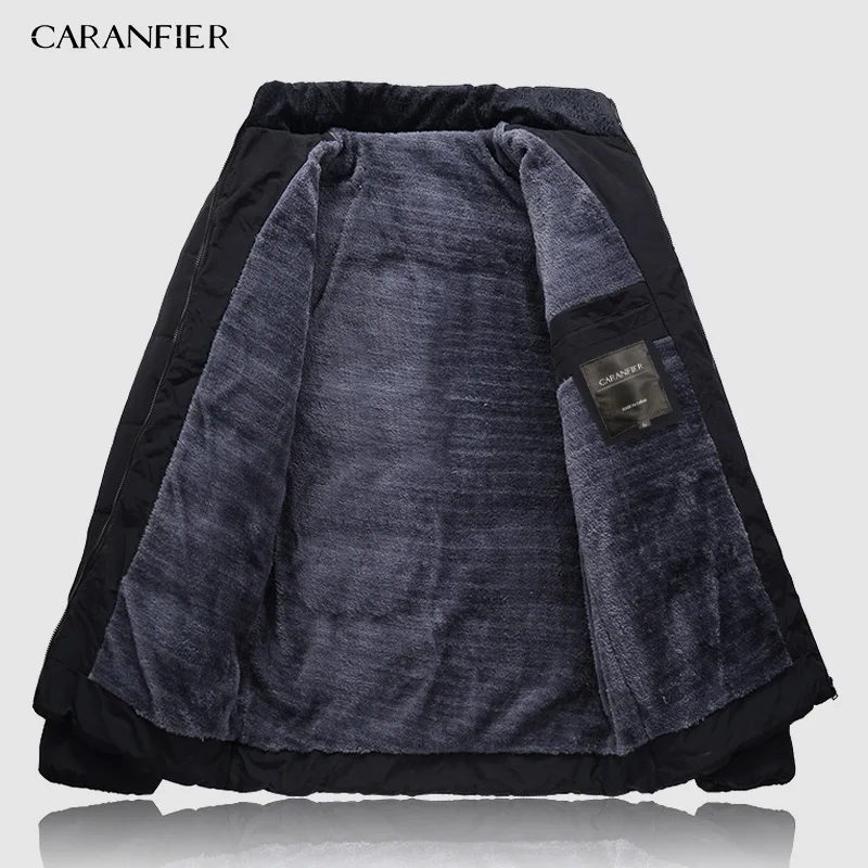 CARANFIER теплая толстая зимняя куртка мужская одежда Повседневная стоячий воротник высокое качество модное Брендовое зимнее пальто Мужская парка верхняя одежда