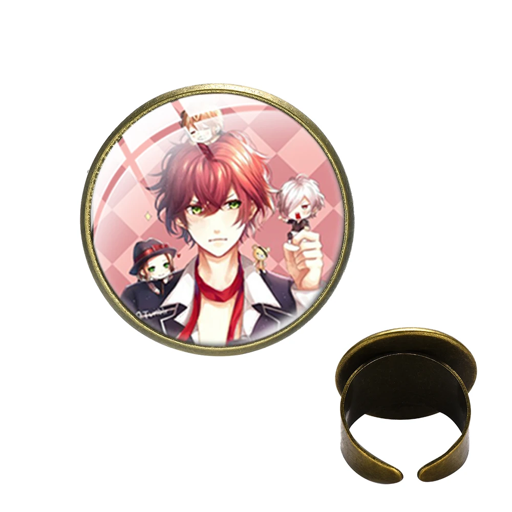 Кольцо на тему аниме Devil IK для влюбленных со стеклянным куполом и мультяшным фото