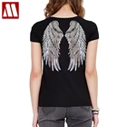 Женская футболка с блестками, с крыльями ангела, с круглым вырезом и коротким рукавом