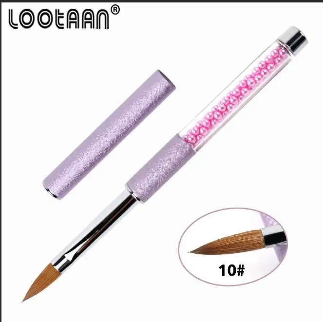 size 10 Lootaan1PC акриловая кисть для ногтей 10# овальная кусторезная кисть для дизайна ногтей колинская фиолетовая жемчужина для рисования ногтей - Цвет: size 10