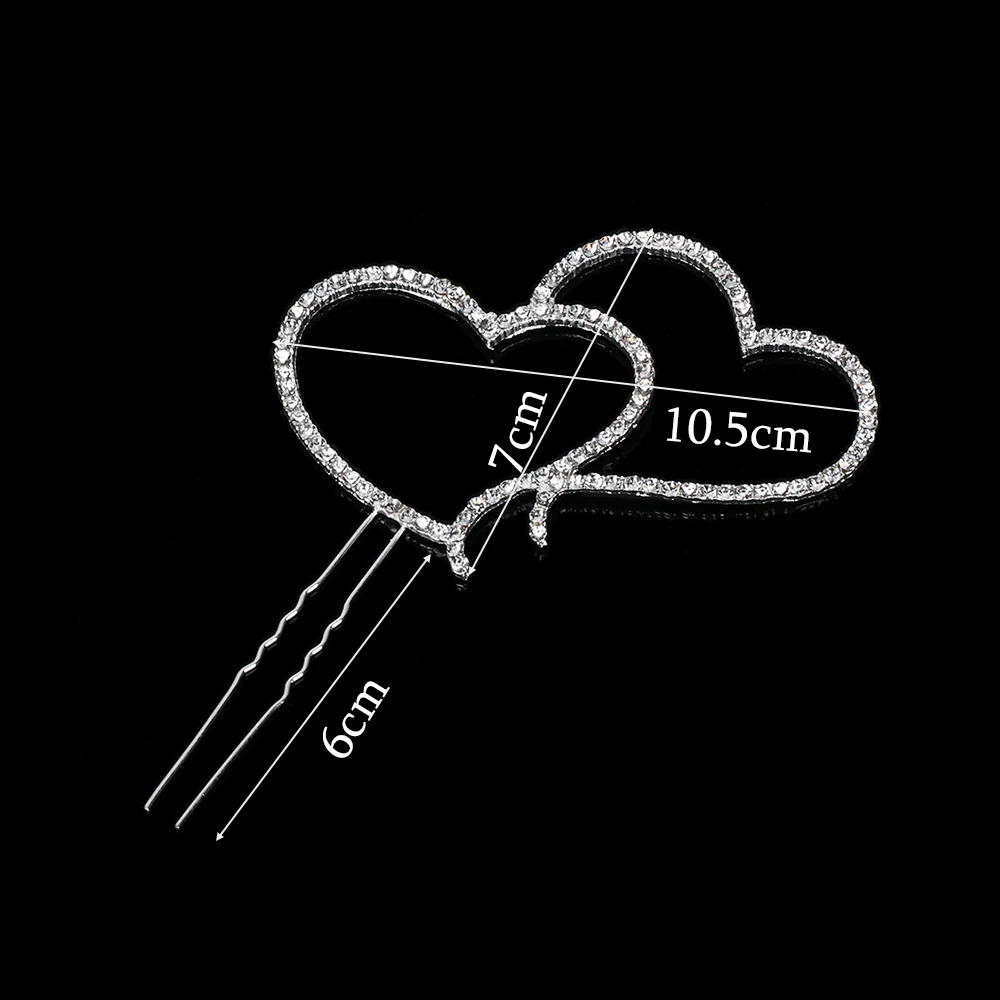 Романтическое украшение Стразы с кристаллами в форме двойного сердца для торта