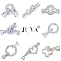 juya diy handmade jewelry findings cubic zirconia fastener clasps connectors accessories for bracelets necklaces jewelry making