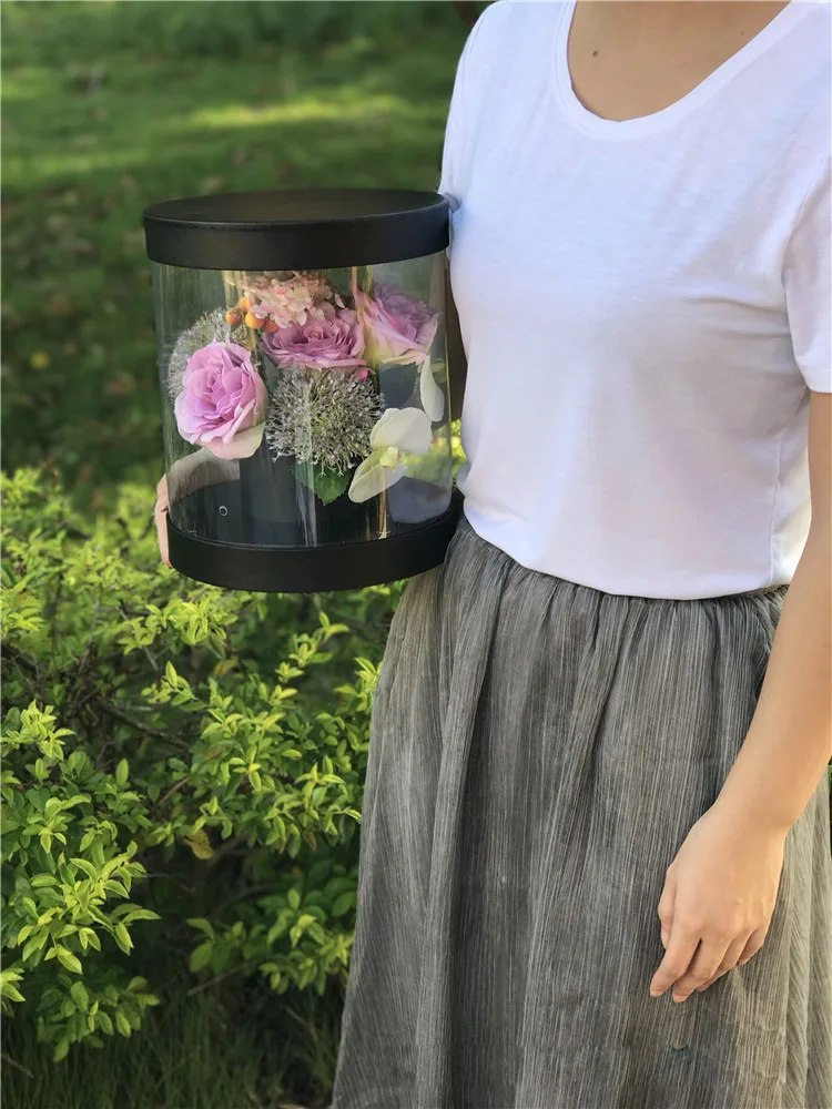 New Box Gift box PVC window round folding flower gift Round party wedding decoration 2pcs11$off | Дом и сад