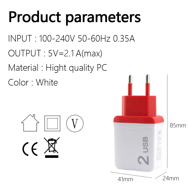 

5V Power Adapter AC DC 5 V 2A Universal Supply USB Double Mobile Phone Charger USB Power Adapter 220V To 5V Adapter EU Plug