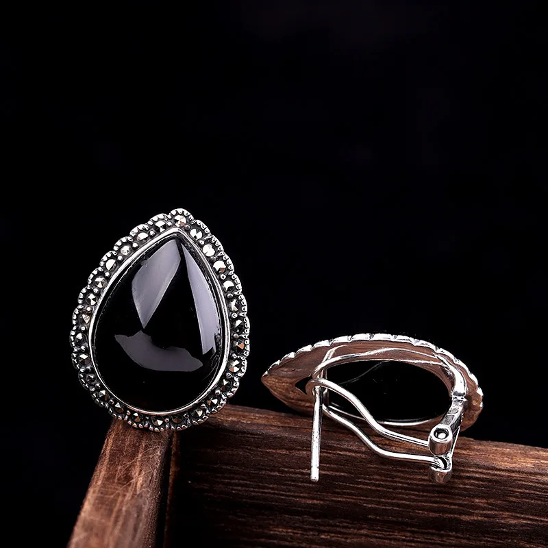 Женские Редкие серьги из черного агата без Углича Крутое вечернее платье