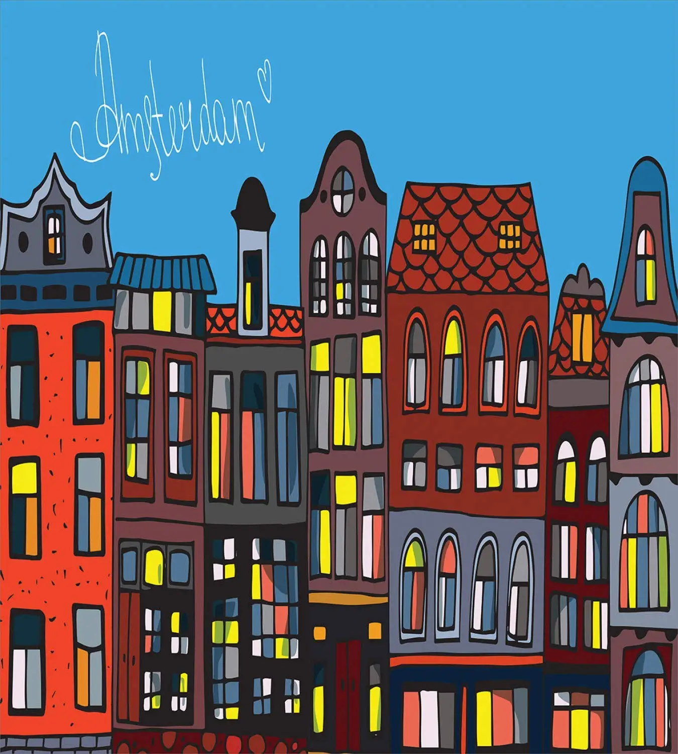 Набор пододеяльников для пуховых одеял с графическим изображением старых домов