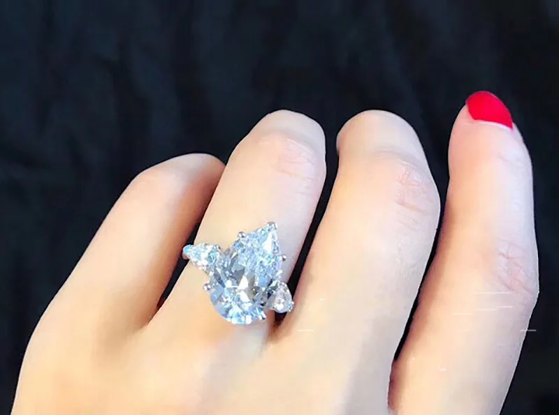 14K золото 5ct D Цвет VVS1 Moissanite кольцо обручальное кольцо с национальным сертификатом H1-13