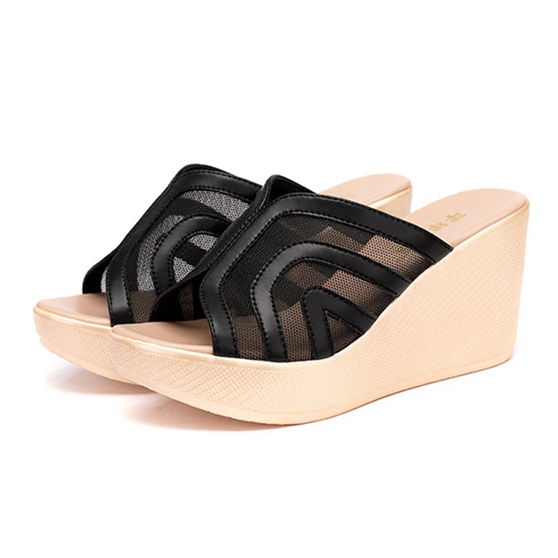 Шлепанцы женские из натуральной кожи с кружевом и высоким каблуком размеры 32-43 |