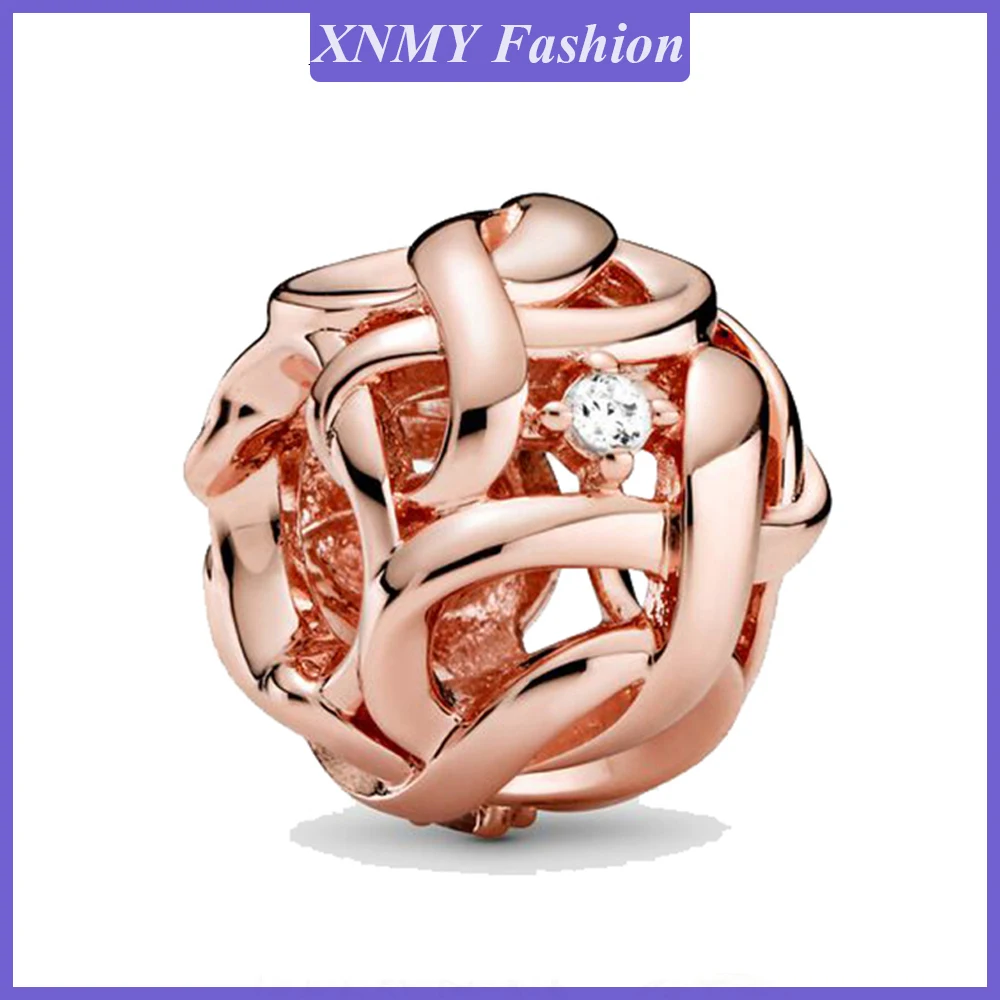 XNMY 2021 Новые бусины цвета розового золота ажурные плетеные шармы Infinity подходят