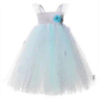girls flower sparkles wedding lace dress for kids snowflake pattern princess snow queen froze elsa dress girls boutique clothes