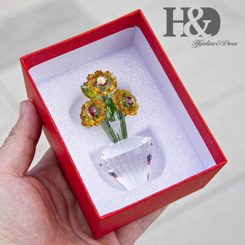 H & D Мини хрустальные статуэтки с подсолнухами украшение для дома свадебное