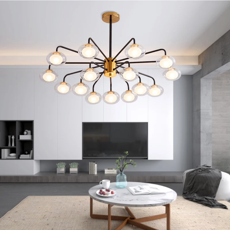 

Nordic led living room chandelier modern bedroom loft hanging lights simple kitchen chandelier ceiling glass bubble hanging lamp