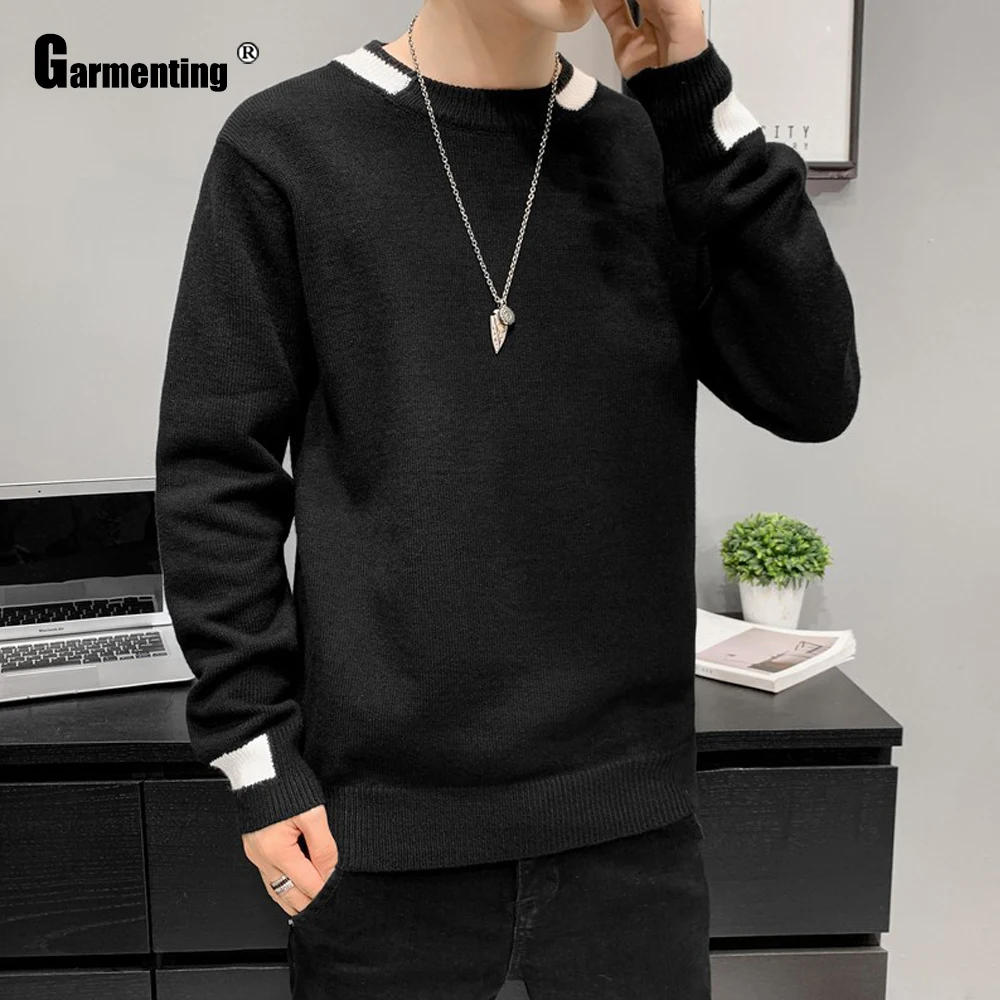 

Свитер мужской вязаный с высоким воротником, черный, серый