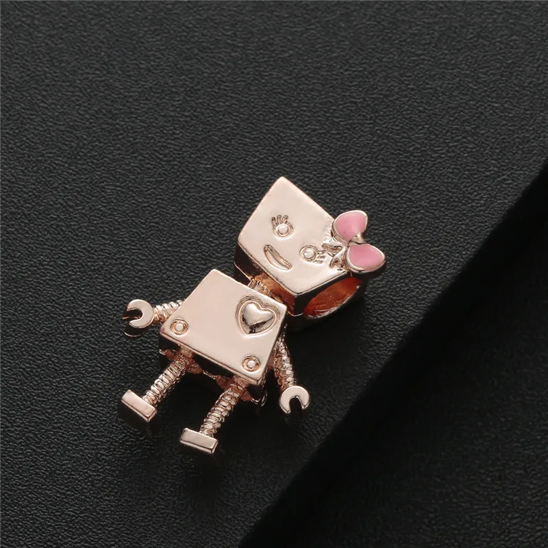 1Pcs New Cute Robot Girl Pendant DIY Beads Suitable for Original Pandora Charm Bracelet Ladies Jewelry Making Gifts | Украшения и