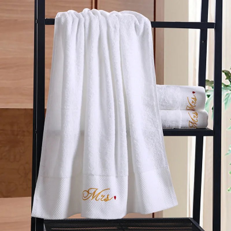 

Luxury 100% Cotton White Thick Towels Custom Logo Bath Towels Cotton Towels Couples Mrs. Ms. Bathroom Towel Set Face Towel