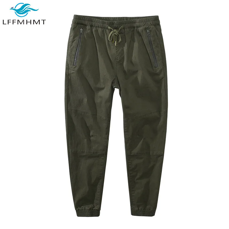 

Men Solid Color Elastic Waist Spring Autumn Fashion Military Green Cargo Pant Male Japan Style High Quality Casual Loose Trouser