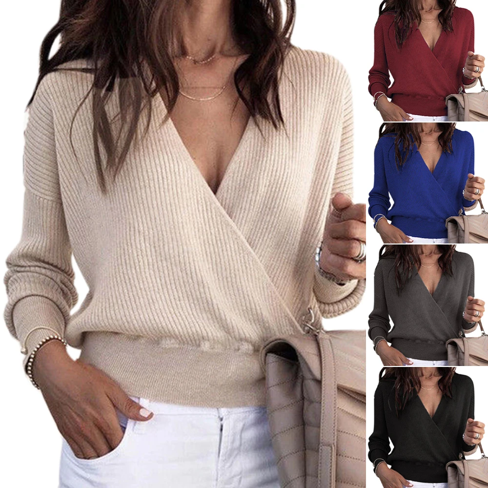 

Autumn Sweater Women Solid Knitwear Thin Pullovers Long Sleeve Knitwear Women Clothing Elegant Female Sweater Top Outfits Female