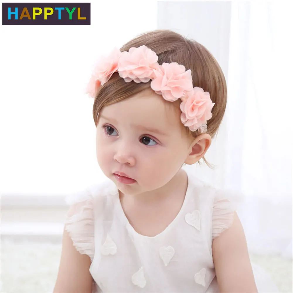 HAPPTYL 1 шт. шифоновая Цветочная повязка на голову для новорожденного младенца