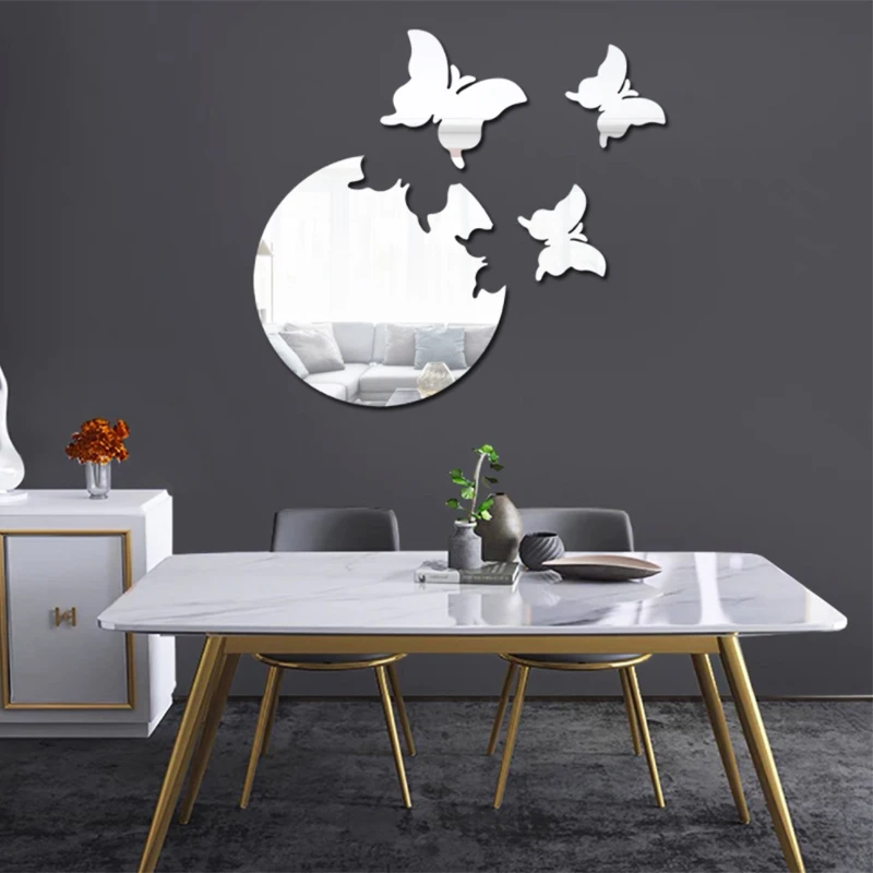 Зеркальная Настенная Наклейка бабочка наклейка настенное искусство съемное