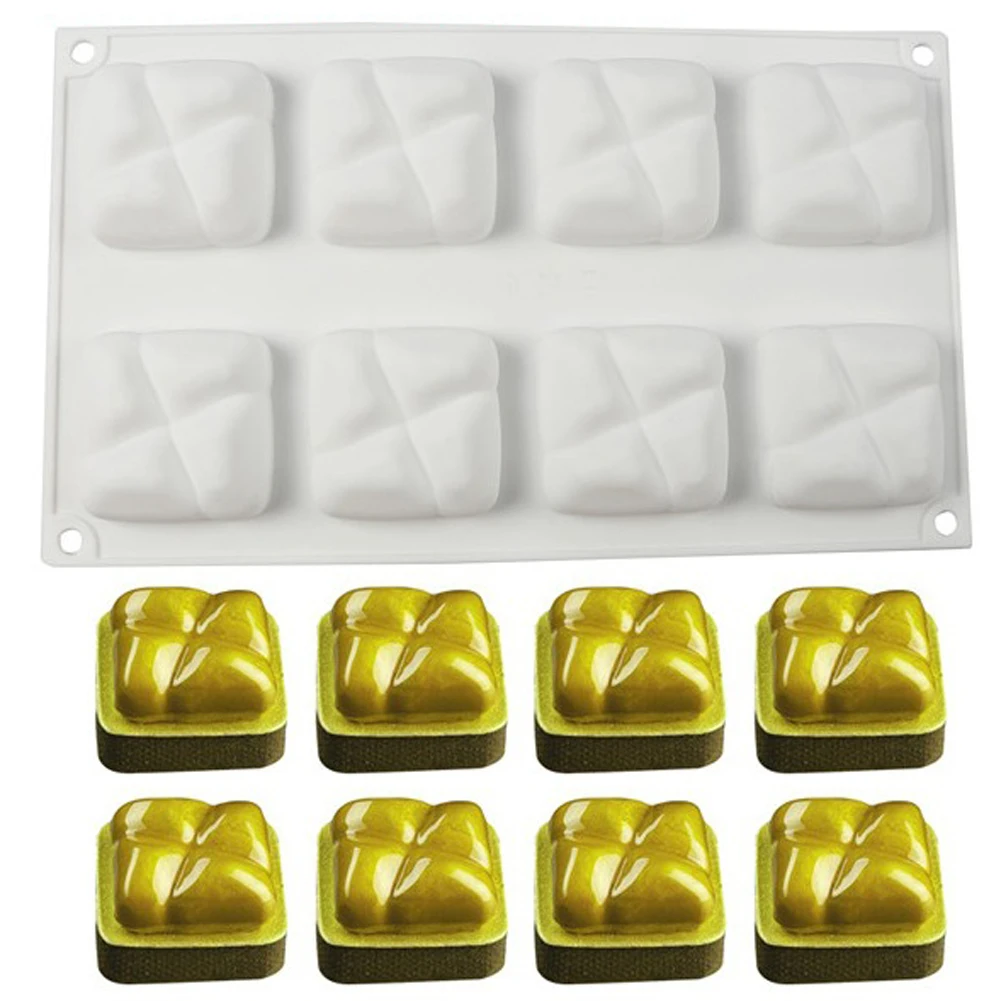 

1PC 8-Cavity Square Shape Silicone Mousse Mold Stone Baking Mould Dessert Tray Cake Pan Decorating Tools
