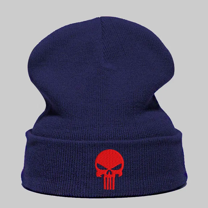 Beanie шляпа Skullie шапка, вязаная шапка-носок Зимняя Вышивка в стиле панк Для мужчин Для женщин для мальчиков и девочек подростков уличных танцев череп Skelton черный, белый, серый