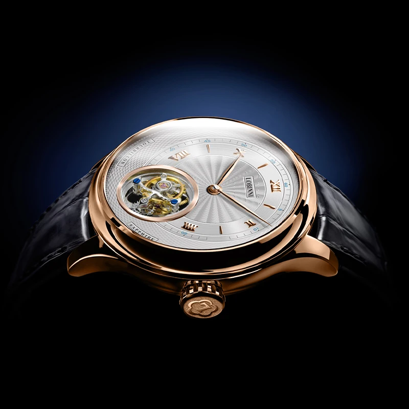 Роскошные мужские часы tourbillion автоматические наручные LOBINNI водонепроницаемые