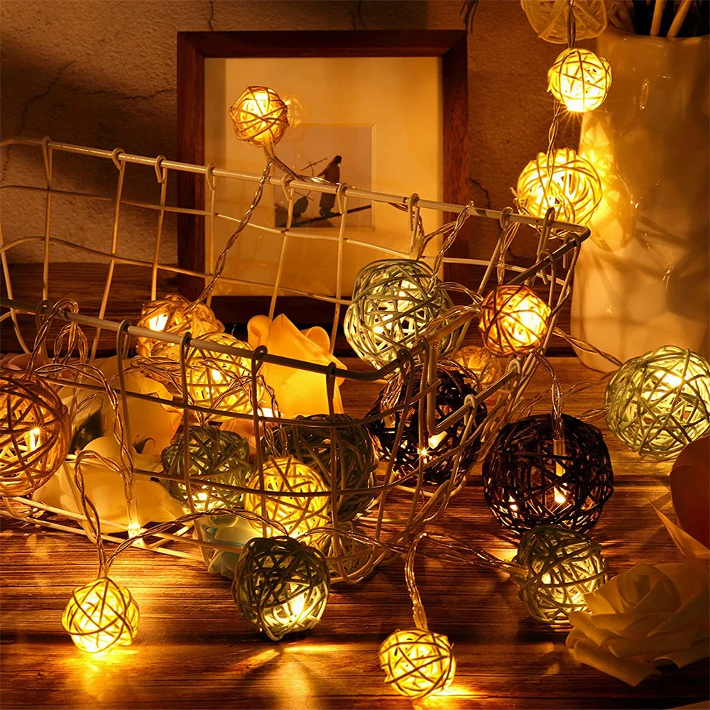 Искусственные соломенные шарики со звездами Декор для дома занавески из ротанга