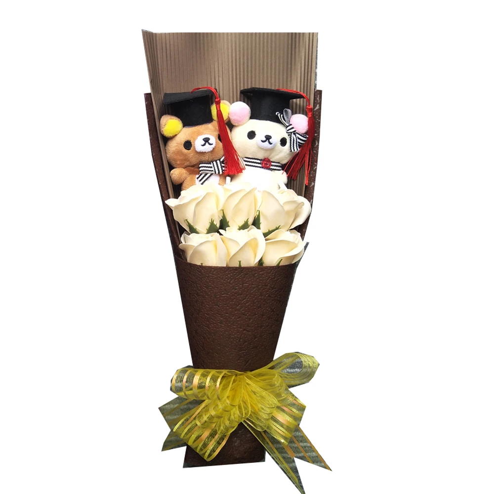 

Doctor bear Soap flower plush bouquet toy Valentine's Day birthday girlfriend Gifts toy Graduation season