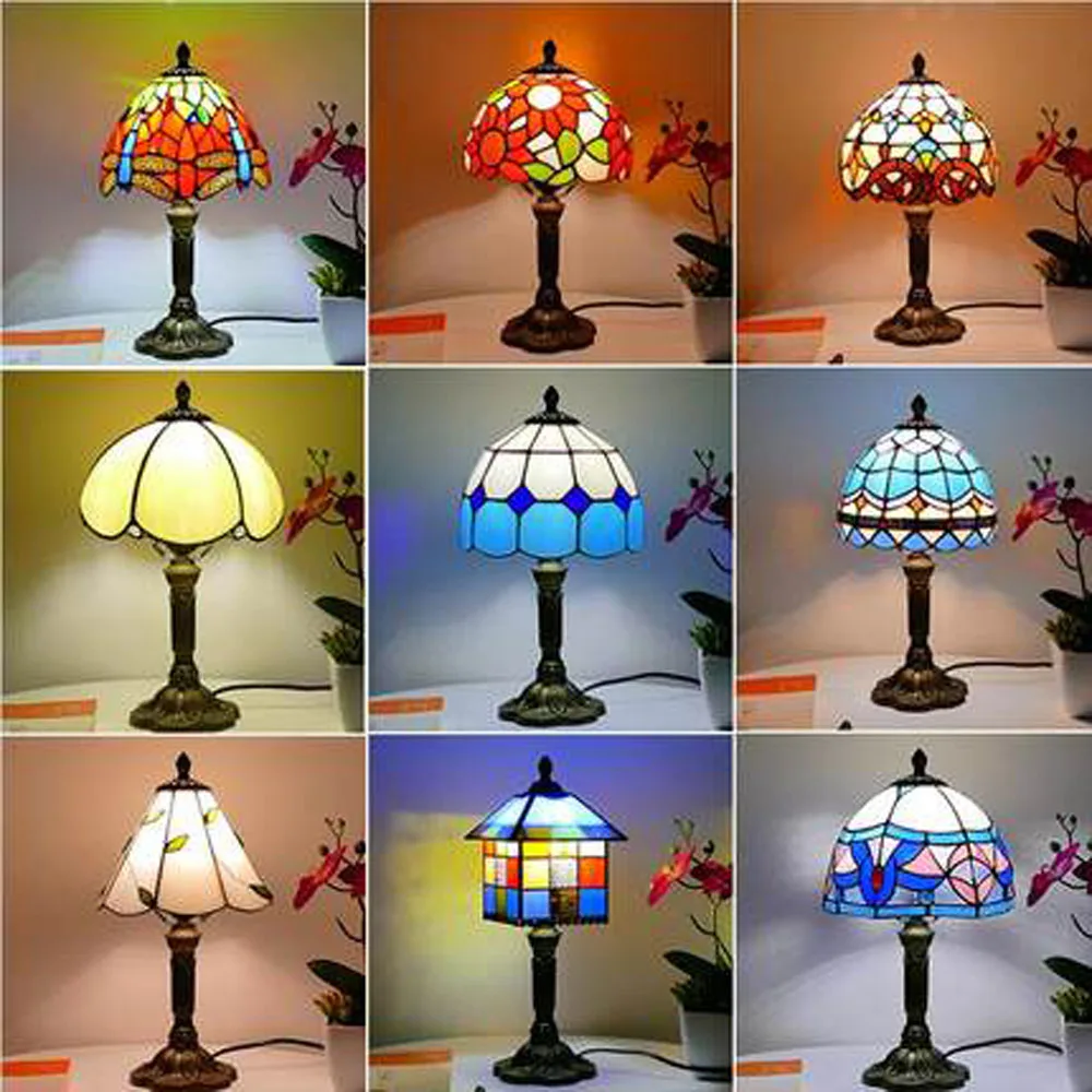 

Tiffany Table lamp Mediterranean Retro Style Creativity Colorful Glass lamp For Restaurant Cafe Bar Cabinet Bedside lamp