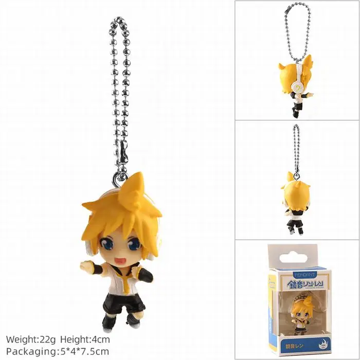 Kagamine Rin Len Аниме Вокалоид Хацунэ Мику фигурка мини-модель куклы брелок Снежная Мику кагамин Рин Лен Мейко игрушки кулон 4 см - Цвет: Kagamine Rin Len