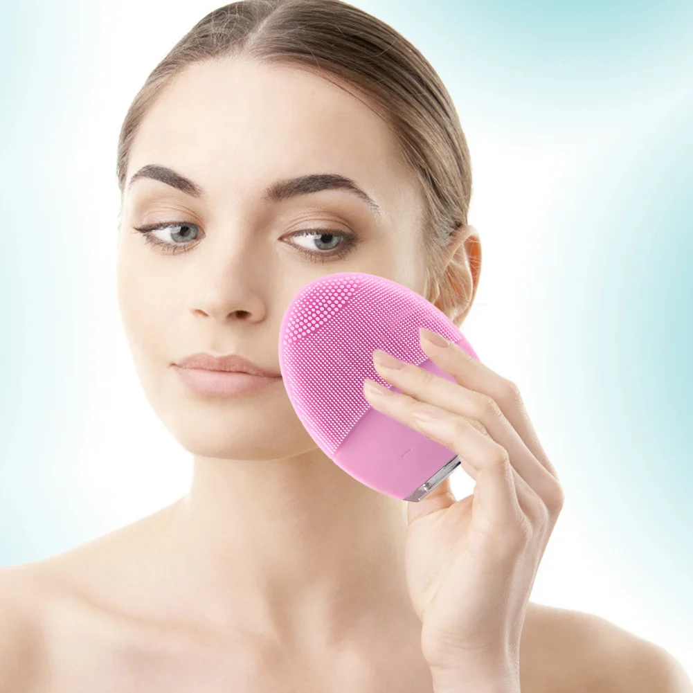 

Ultrasonic Face Cleansing Brush USB Charging Silicone Facial Washing Massager Electric Facial Cleansing Massage Brush