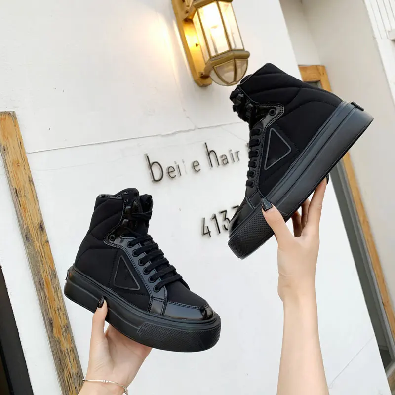 

Luxury Design Women High Toe Sneakers Color Mixing Round Toe Thick Bottom Women Ankle Shoes Ladies Lace-Up Platform Party Shoes