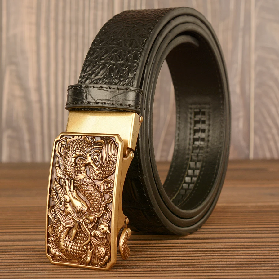 

High Quality Genuine Leather Strap Male Luxury Brand Designer Belts Men Crocodile Ceinture Homme Automatic Buckle Dress Belt