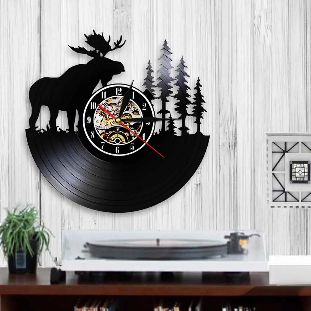 Настенные часы с изображением леса дикой природы оленя современный дизайн