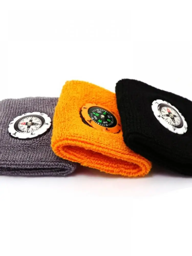 

New Outdoor Camping Hiking Hunting Compass Wristband Sports Sweat-Absorbent Cotton Wristband Survival Bracelet Anti-Sweat Band