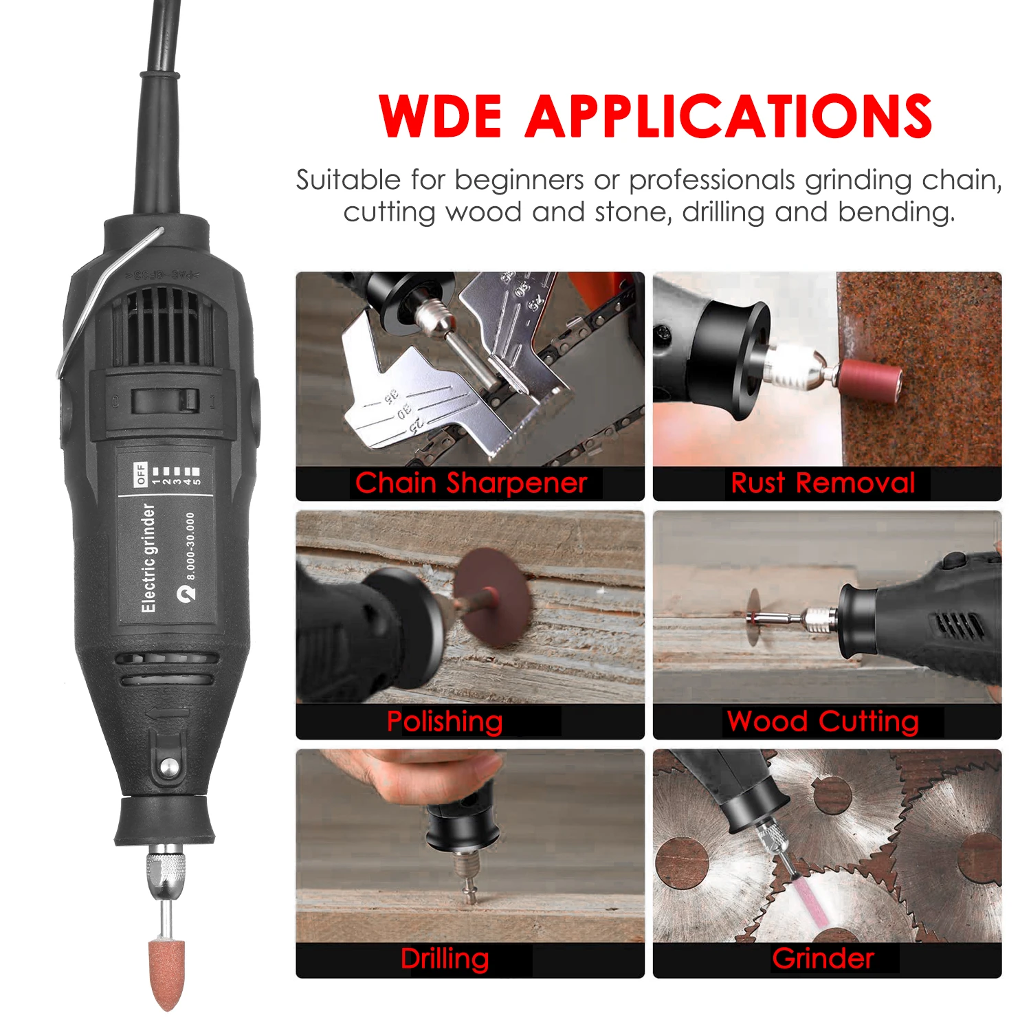 

KKmoon Handheld Chainsaw Sharpener Electric Drill Portable Chain Grinder Electric Grinding Tool Sharpener Mini Dremel Engraver