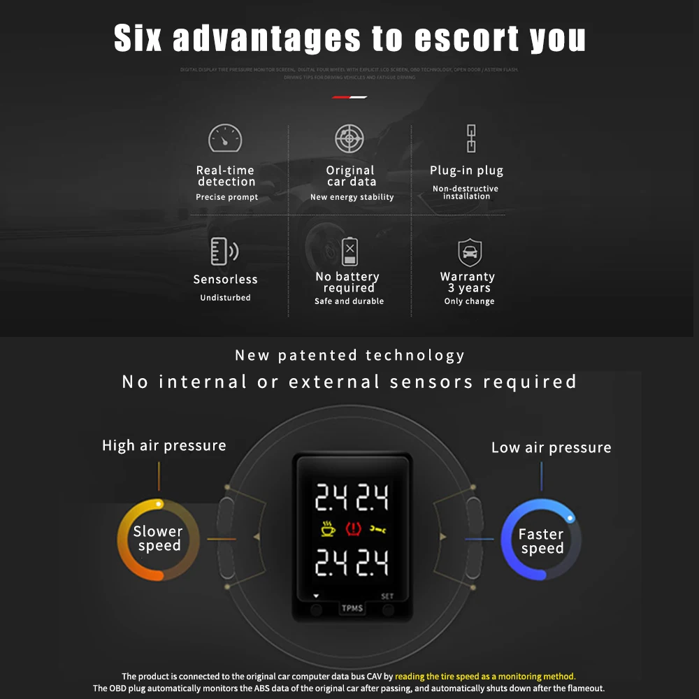 Для Toyota Highlander Vios Corolla RAV4 Yaris Senna Ayr Law lcd цифровой монитор давления в шинах OBD TPMS