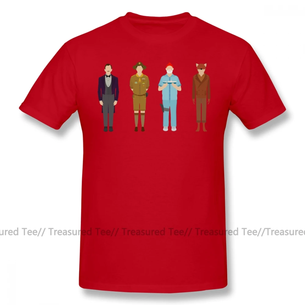 Wes Anderson, футболка, коллекция Wes Anderson, Хлопковая мужская футболка, короткий рукав, большой Рисунок, милая Пляжная футболка - Цвет: Red